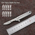  Stainless steel surgical knife medical EDC camping replaceable blade, portable surgical knife comes with 10pcs blades 
