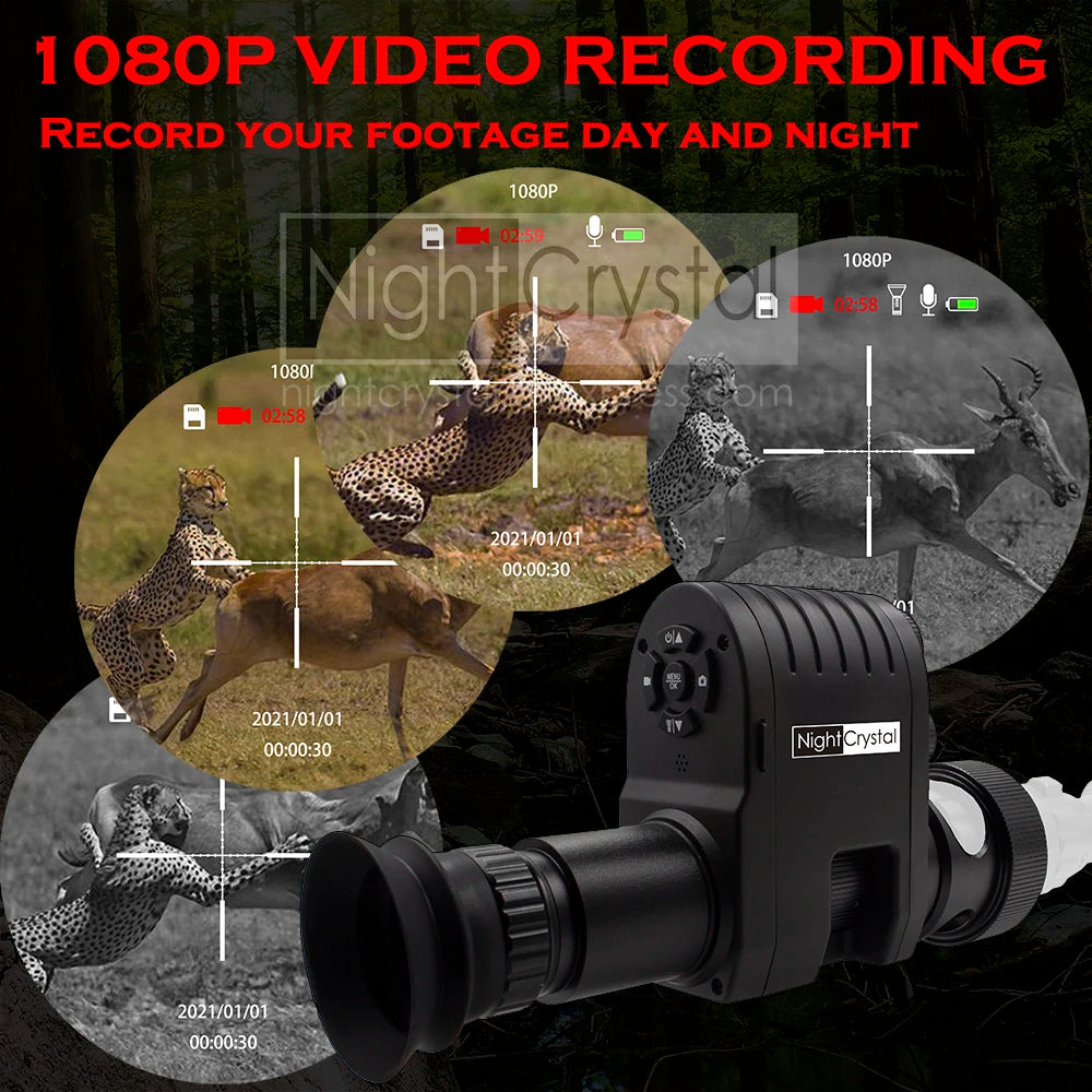  Hunting Night Vision Riflescope 850nm Clip-on Attachment Monocular 1080p Video Camera Thermal Goggle for Red Dot Sight Laser IR 