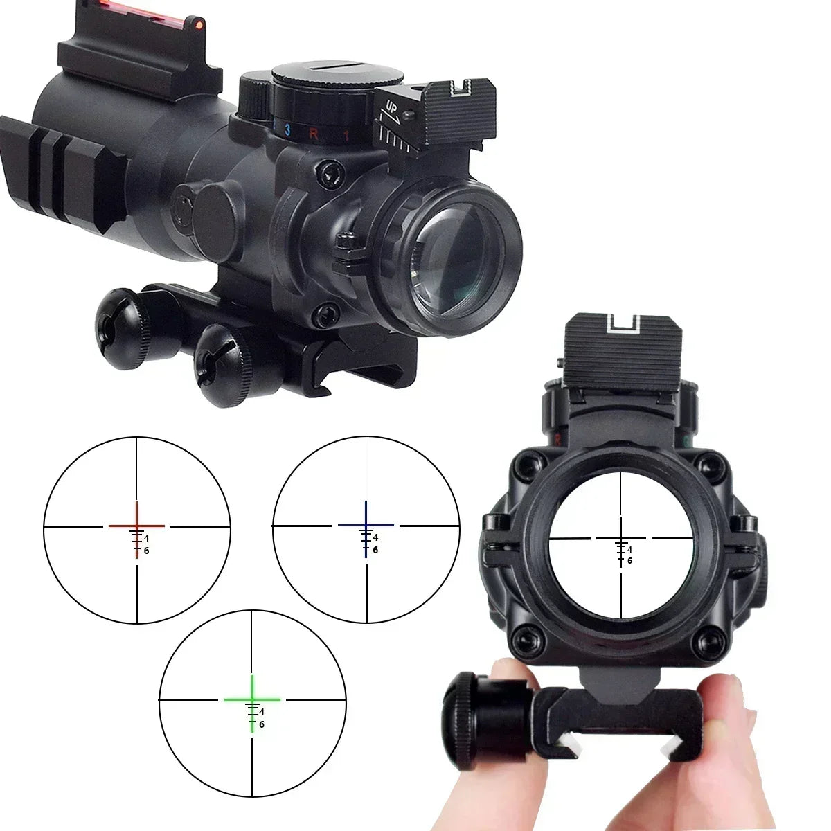  Tactical Trijicon ACOG 4X32 1x32 Scope Red Green Sight Airsoft Optics Illuminated Chevron Cross Glass Etched Reticle 