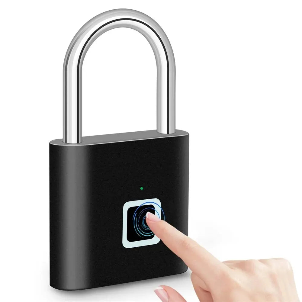  KERUI Keyless USB Charging Fingerprint Lock Smart Padlock Waterproof Door Lock 0.2sec Unlock Portable Anti-theft Padlock Zinc #
