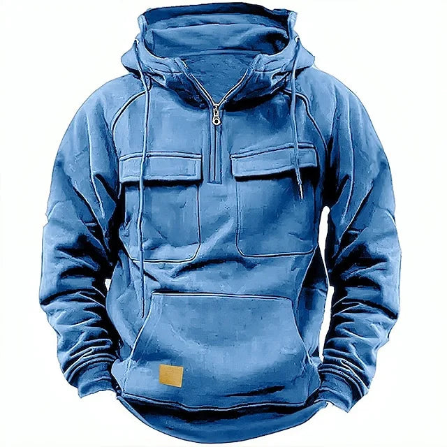   Stylish Blue Men's Zip-Up Hoodie   