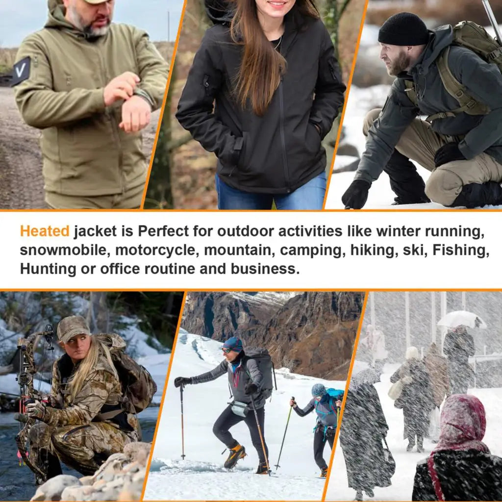  Heated Jacket Men Women's Fall Jacket Hooded Windbreaker Tactical Hunting Hiking Camping Winter Warm Fishing Skiing Clothing #