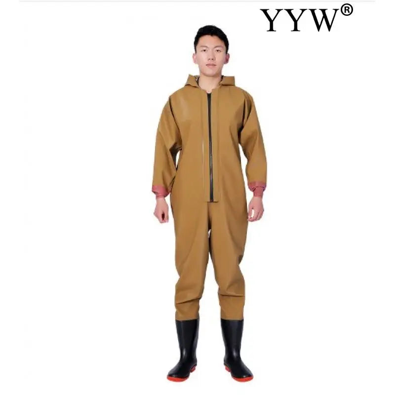   Waterproof PVC & Knitted Wader Pants with Boots - Fishing Gear Suit   