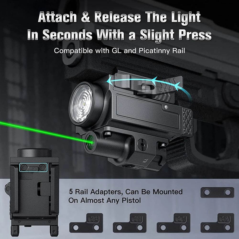   Tactical Flashlight with Green Laser Sight for Hunting and Shooting   