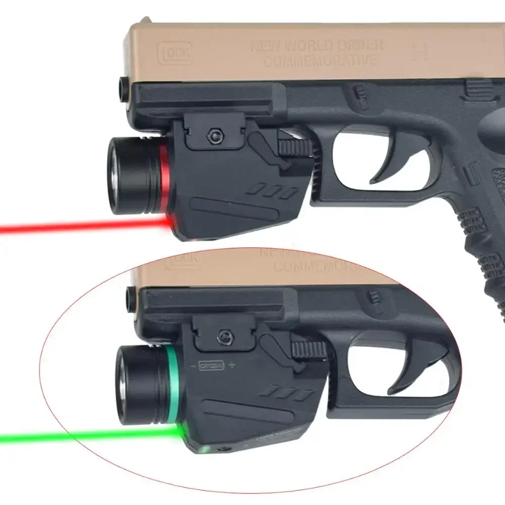  Tactical LED Flashlight Green / Red Laser Sight For mini Glock 17 19 Pistol Gun Light  Weapon Scout Light For 20mm Pictinny Rail 