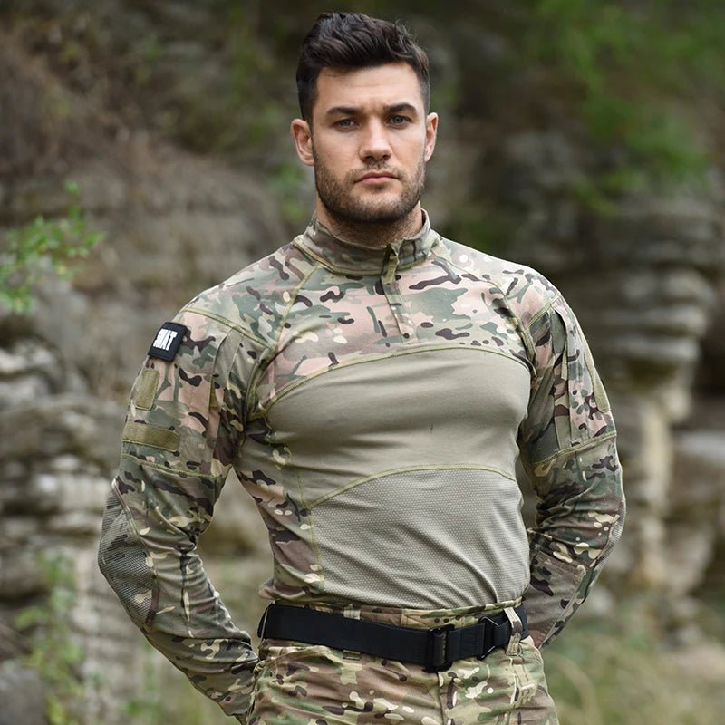   Tactical Shirt Combat Shirt Men Clothing Military Camo Shirt   