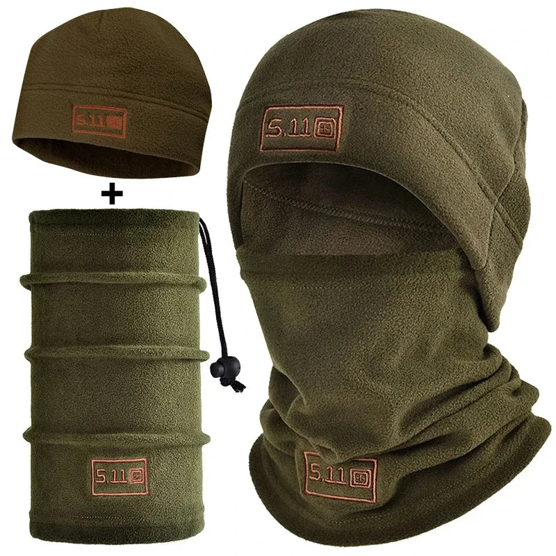   Tactical Fleece Hat & Scarf Set Thermal Head Cover Winter Balaclava   