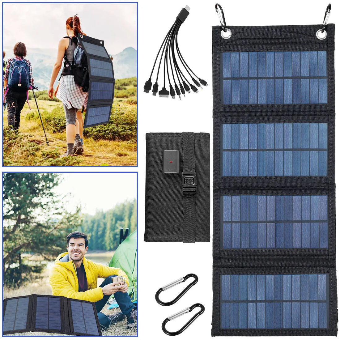  Folding Solar Panel Charger for Outdoor IP65 Waterproof USB Solar Power Charger Portable Lightweight 100W Power Phone Charger #