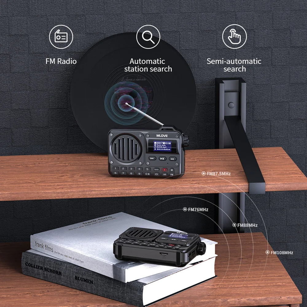  Portable Bluetooth Speaker FM Radio, LCD Screen Display, AUX Input, USB, TF Card, MP3 Player 