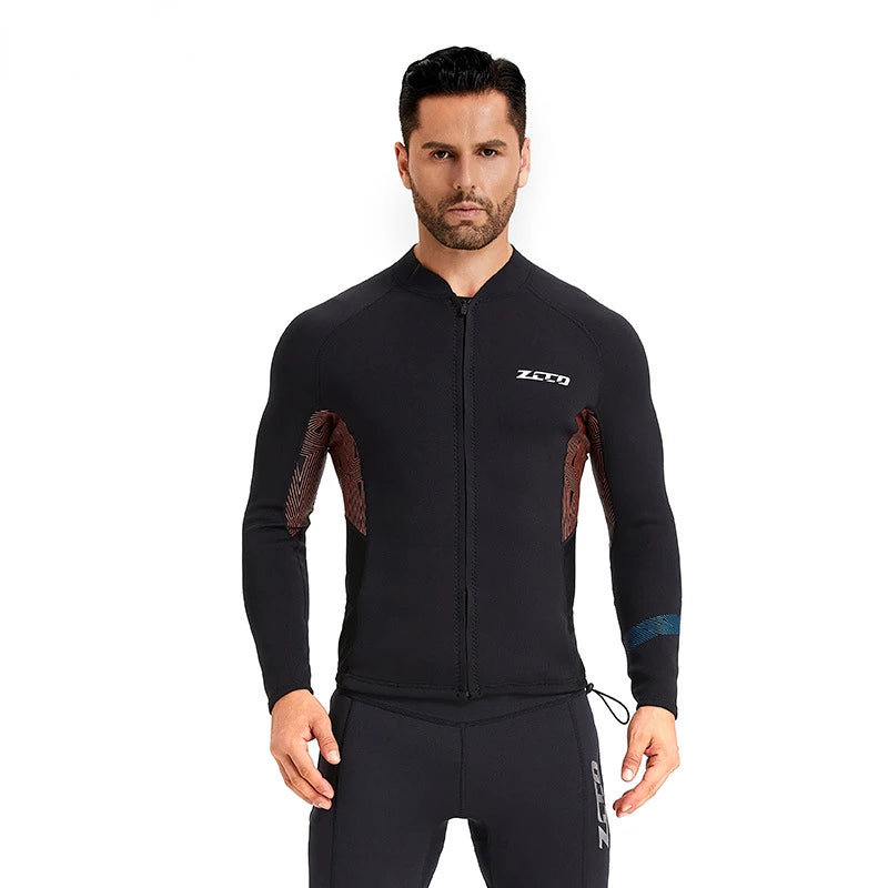  1.5MM Neoprene Wetsuit Men Diving Jacket Long Sleeve Snorkeling Coat Male Surfing Winter Jacket Fishing Thermal Swimwear 