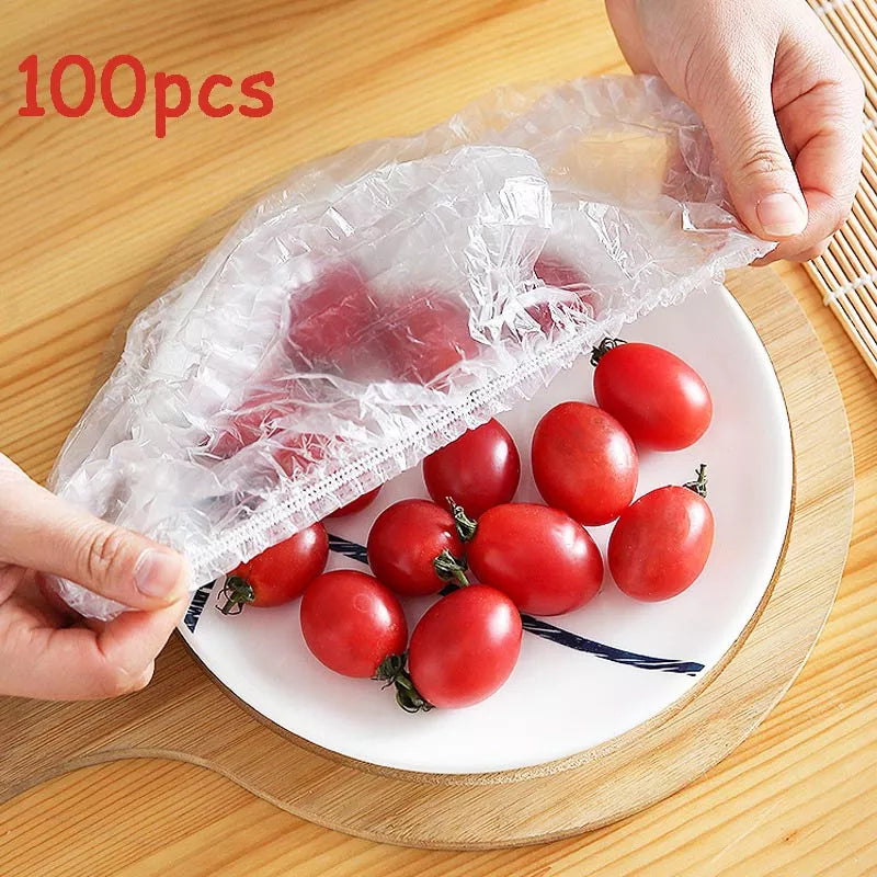  100pcs Disposable Food Cover Plastic Wrap #