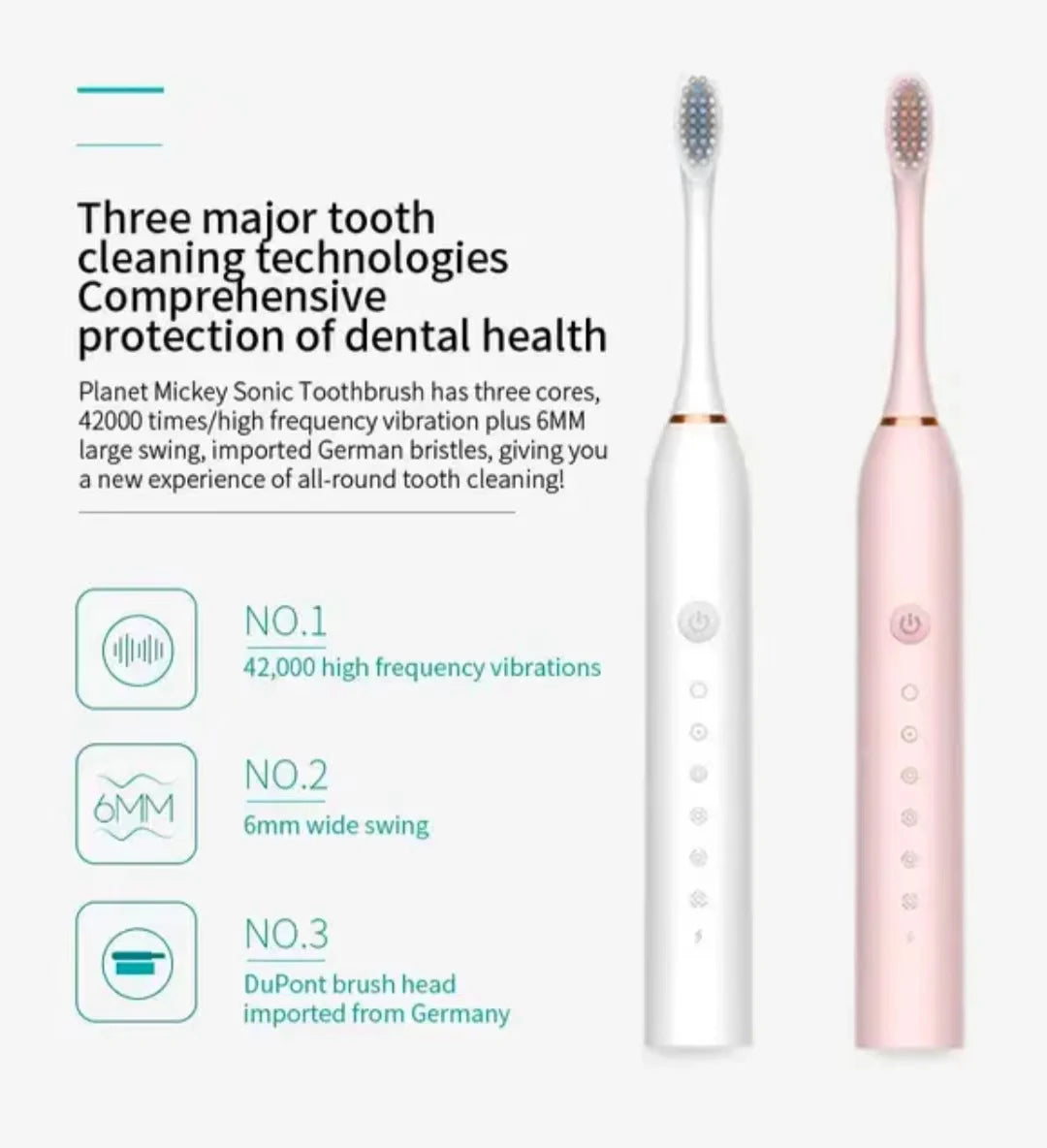   Rechargeable Sonic Electric Toothbrush with USB Charging   