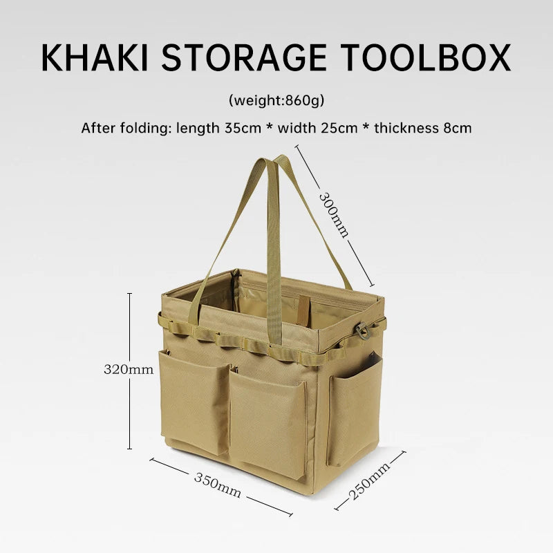   Camping storage bag, outdoor multifunctional toolbox, large capacity picnic bag with handle, portable foldable storage package   