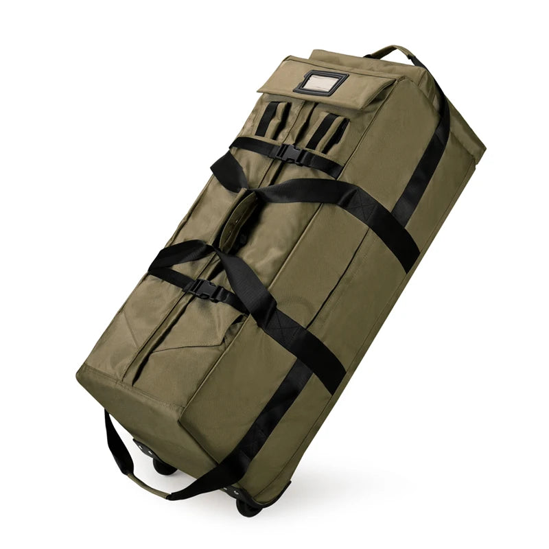   Heavy Duty Rolling Military Duffle Bag for Outdoor Travel   