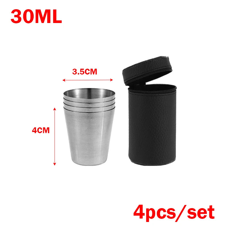   4Pcs/Set Outdoor Stainless Steel Water Cup With Case   