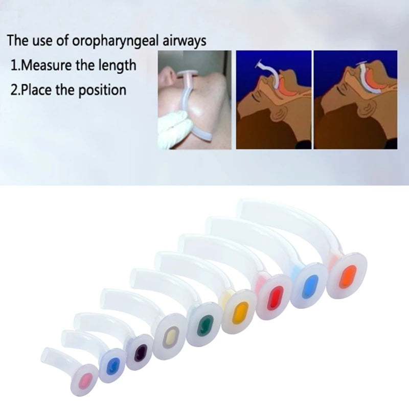  9 pcs/lot Oral Airway Gas Tube Disposable First Aid Guide for Patients Air Shape Coded Guedel Airway Tube #