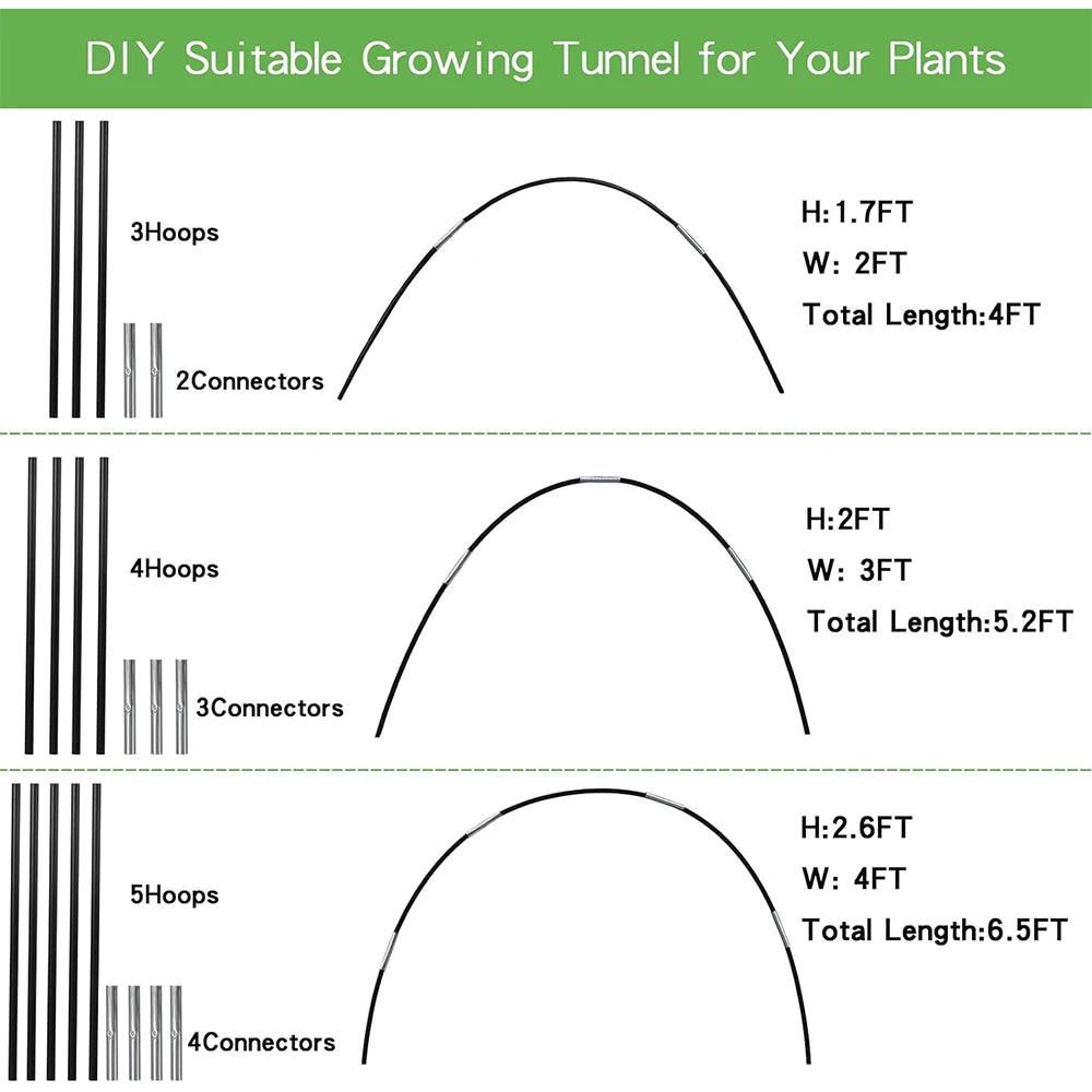   Rust-Free Fiberglass Greenhouse Hoops – Durable Grow Tunnel Kit   