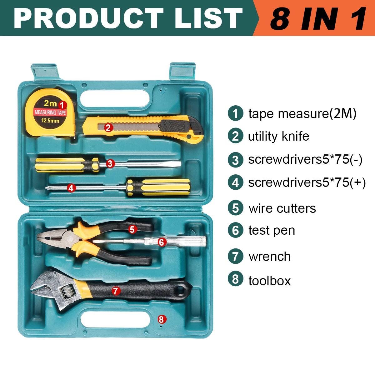   8/9/12/13Piece Tools Set General House hold Hand Tool Kit   