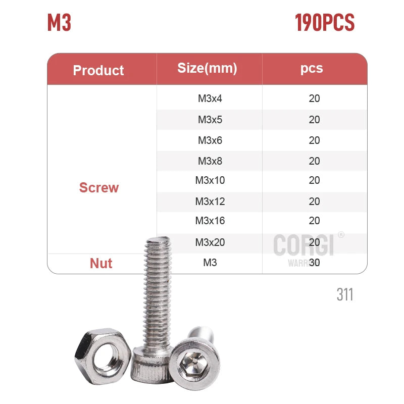   Stainless Steel Screw Set M2-M5 Assortment   