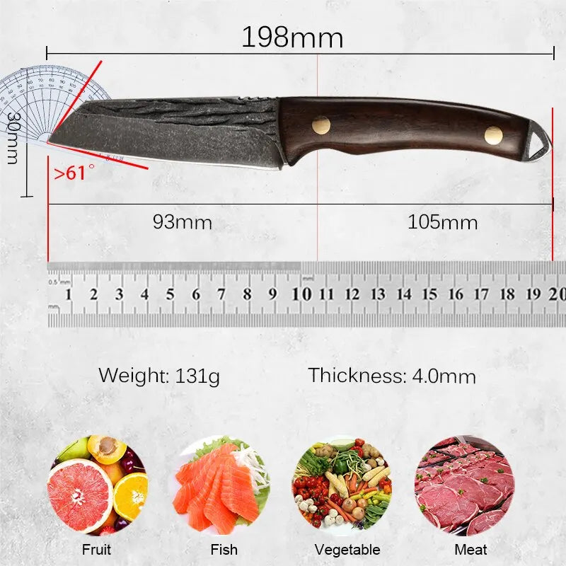   Handmade High Carbon Steel Chef Knife with Leather Sheath   