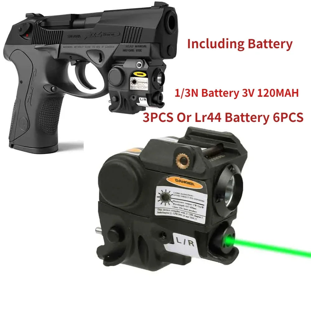  Tactical LED Flashlight Green / Red Laser Sight For mini Glock 17 19 Pistol Gun Light  Weapon Scout Light For 20mm Pictinny Rail 