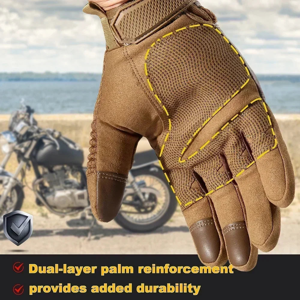   Touchscreen PU Leather Motorcycle Full Finger Gloves   