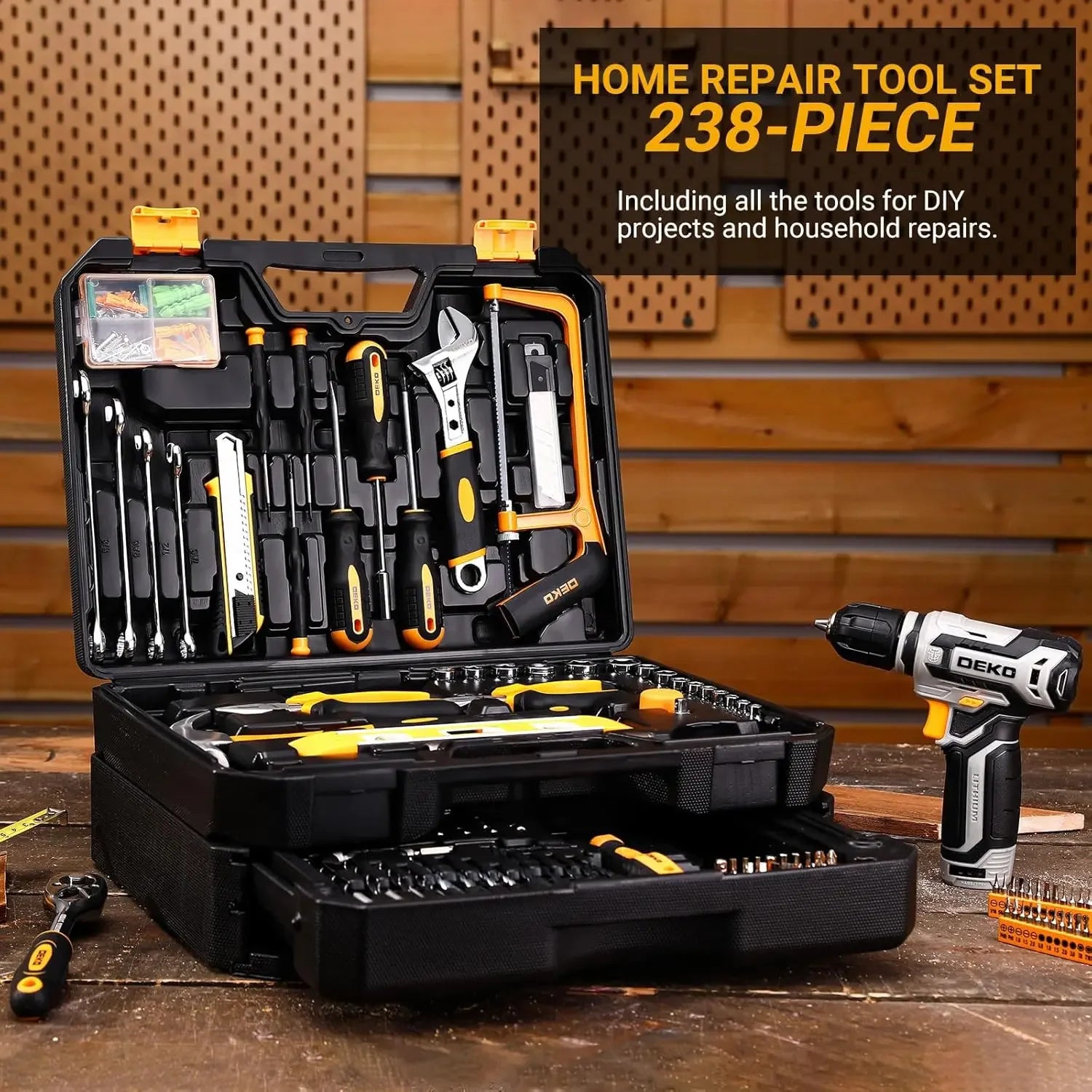   12V Cordless Drill Tool Kit Box – 238-Piece Tool Set with Organizer   