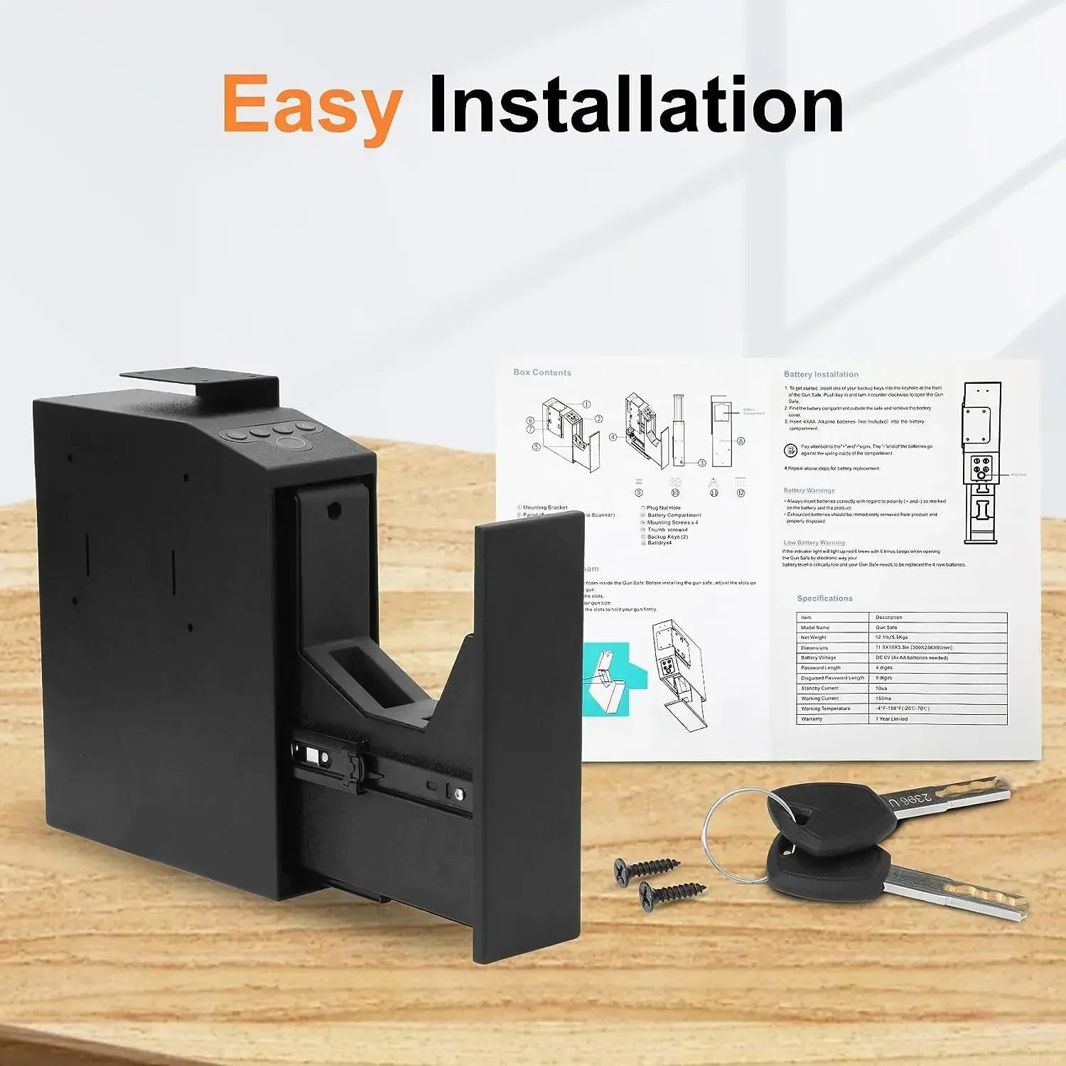   Biometric Slider Gun Safe for Handguns - Fast Access with Fingerprint   