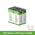   New 9V Rechargeable Battery 12800mAh Micro USB Lithium Batteries   