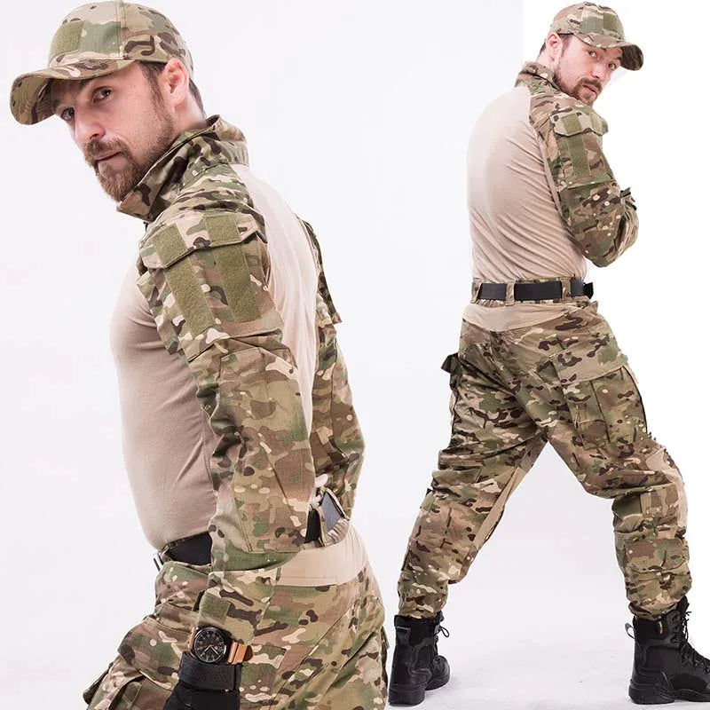   Combat Uniform and Pads Safari Tactical Pants Military Uniform Army   