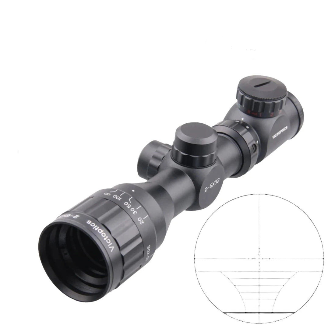   2-6x32 Rifle Scope | Range Finder Reticle & Multi-Coated Optics   