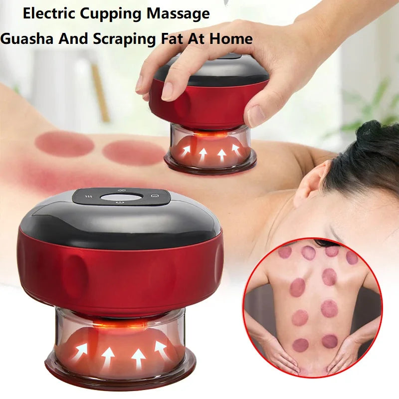   Electric Body Scraping Massager with Heating Suction Cup - 6/12 Speed   