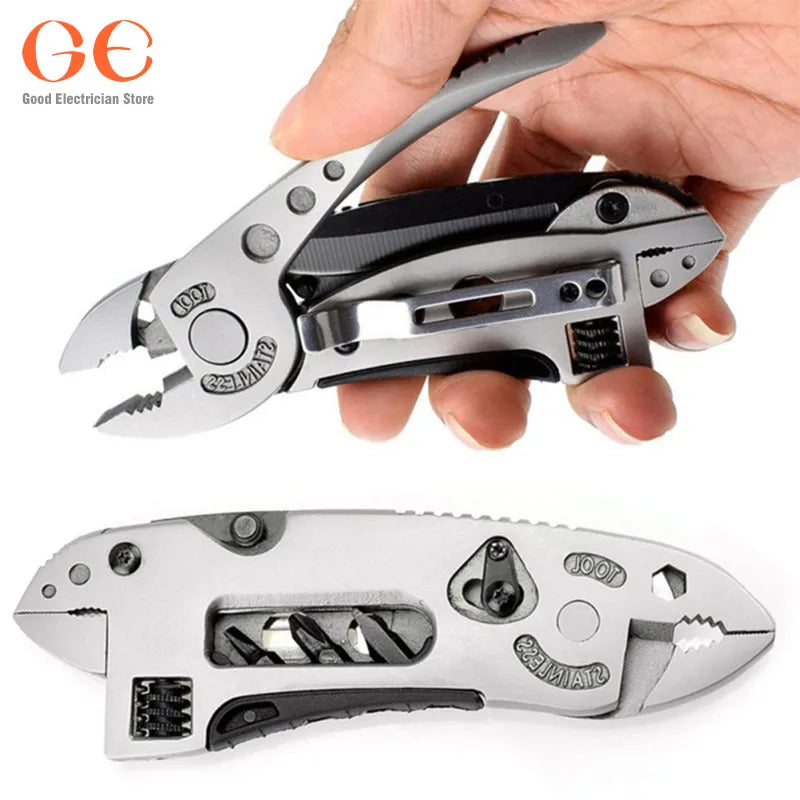  Multi-tool Survival Knife Multi Tool Set Purpose Adjustable Wrench Knife Wire Cutter Pliers Survival Emergency Gear Tools Set #