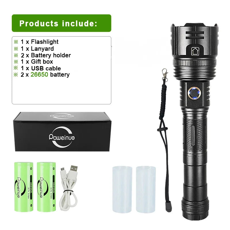   Ultra Powerful LED Flashlight Torch Rechargeable, Waterproof, Durable   