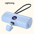   Portable Power Bank - 5000mAh, Built-In Cables, LED Lamp, Multi-Color   