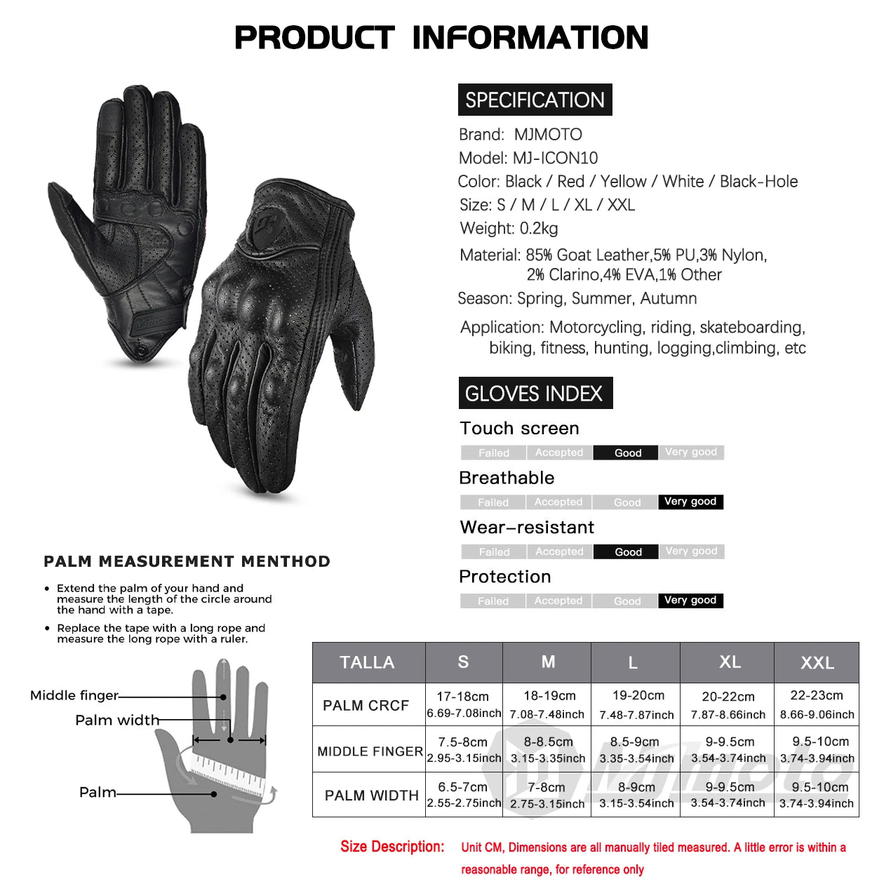   Motorcycle Summer Leather Glove Men Women   