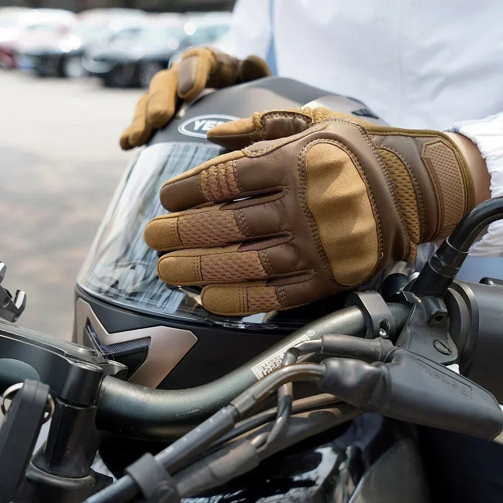   Touchscreen PU Leather Motorcycle Full Finger Gloves   