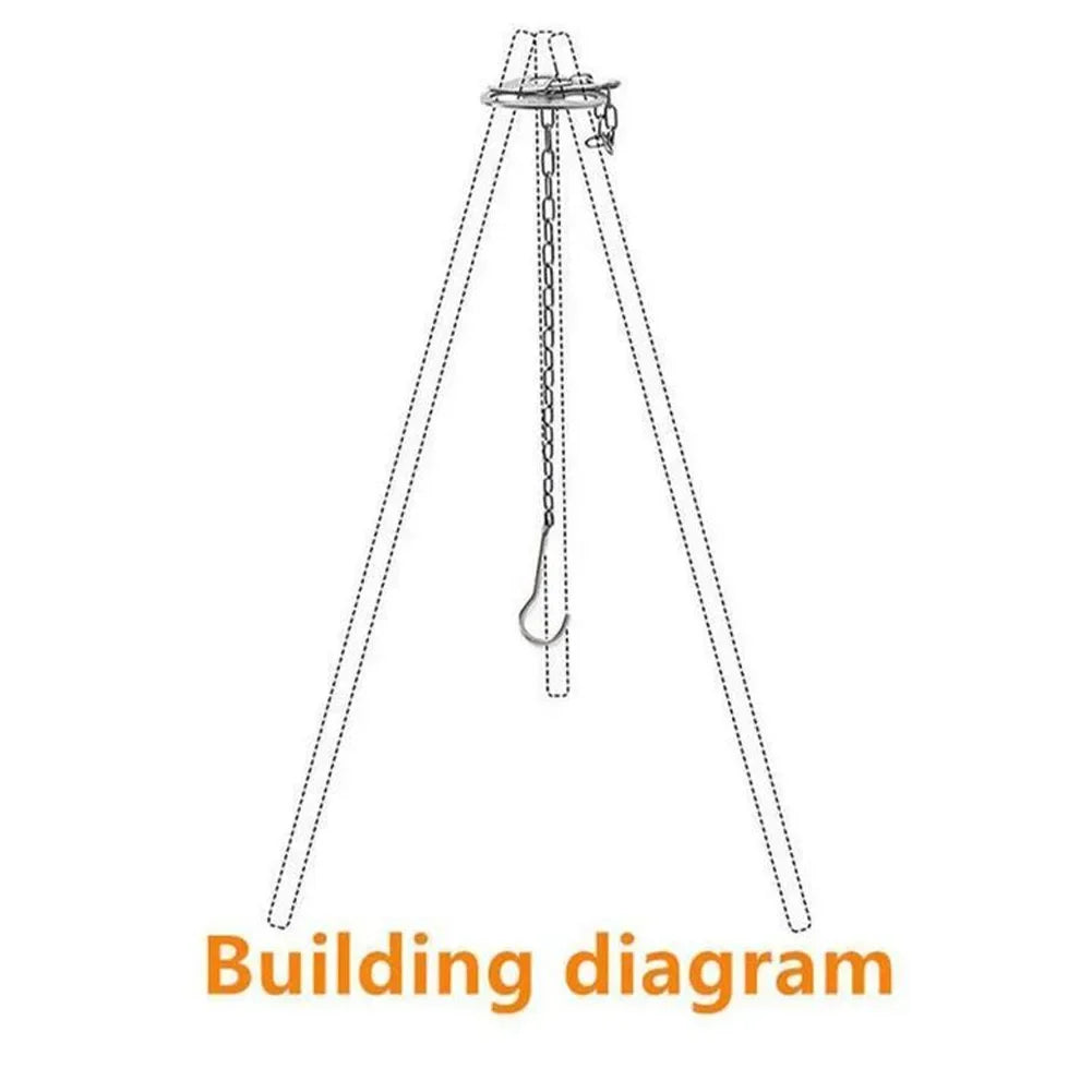  Camping Hanging Tripod Pot Rack Hanger BBQ Steel Rack Multifunction Tripod Fire Tripod Fire For Picnic Bonfire Party Accessories #