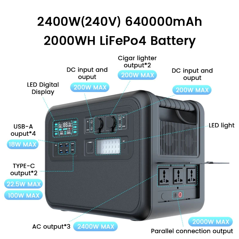   Portable Power Station, Camping Backup Lifepo4 Battery   