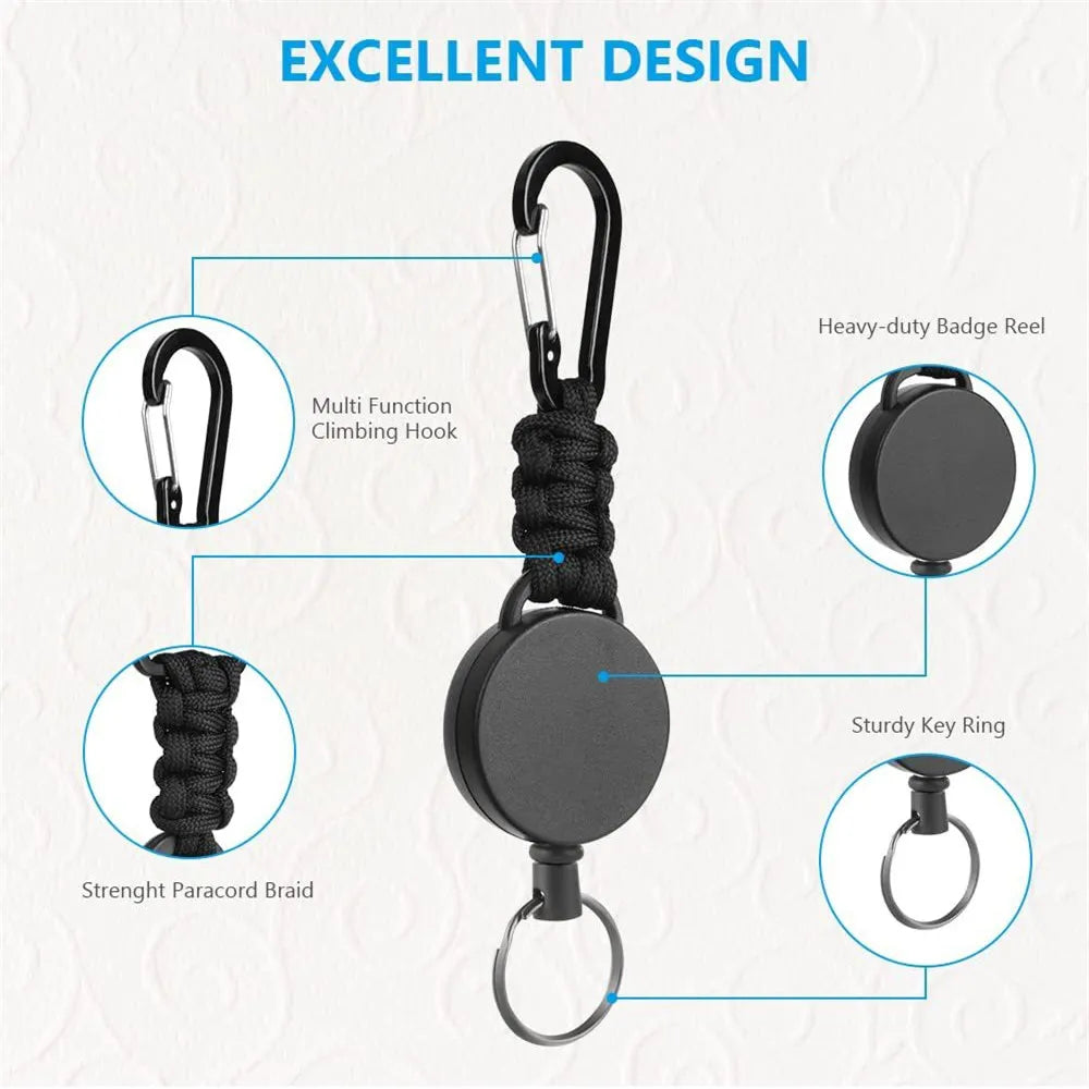  Retractable Keychain Heavy Duty Id Card Badge Holder Reel Students Doctor Nurse Badge Reel Clip With Carabiner Clip Key Ring