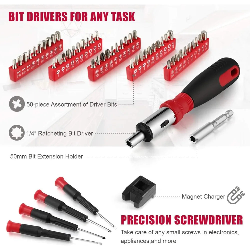  218-Piece Household Tool Kit, Auto Repair Tool Set, Tool Kits for Homeowner, Plier, Screwdriver Set, 
