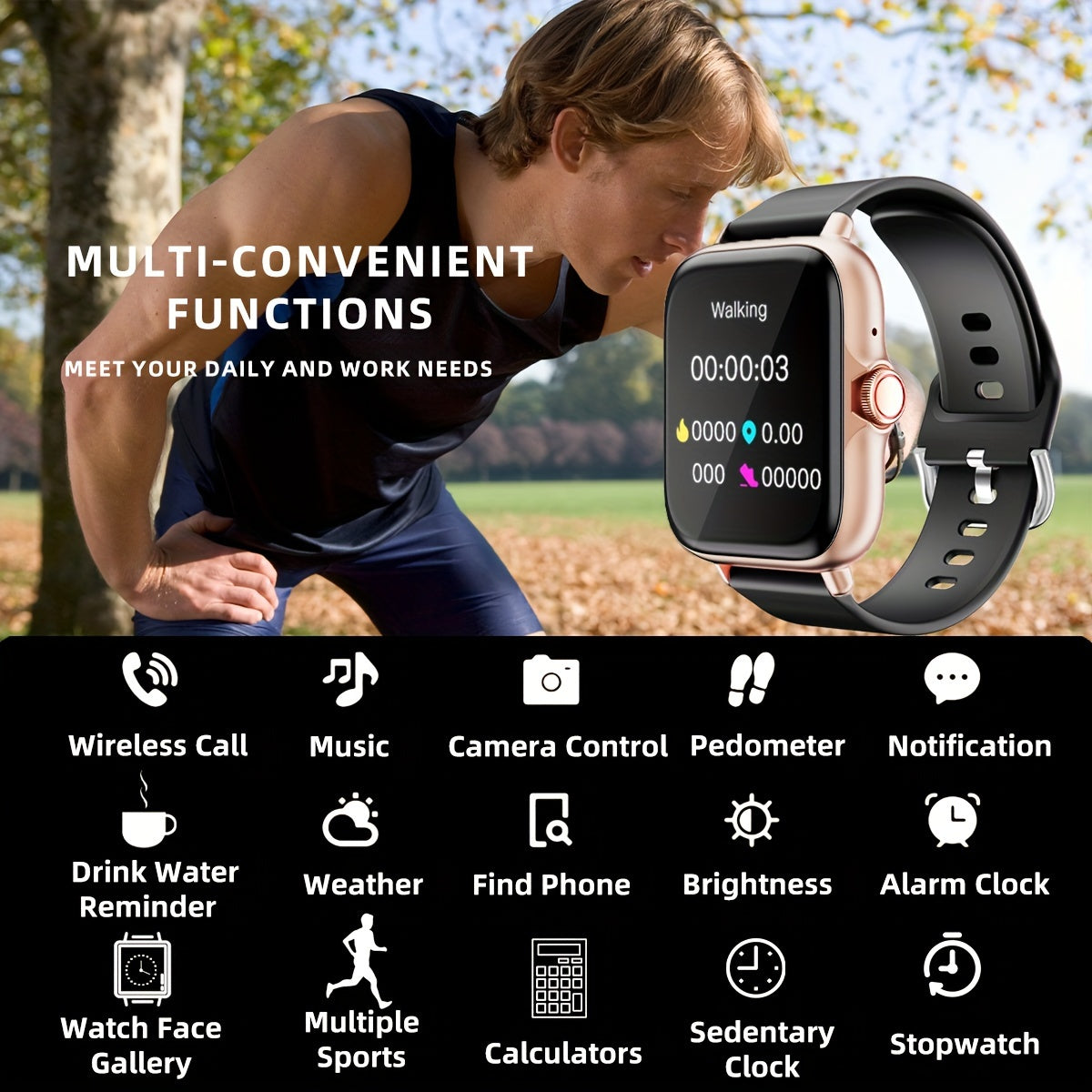   Waterproof Smart Watch with 1.83'' Touch Screen, Fitness Tracking   